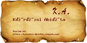 Körözsi Abiáta névjegykártya